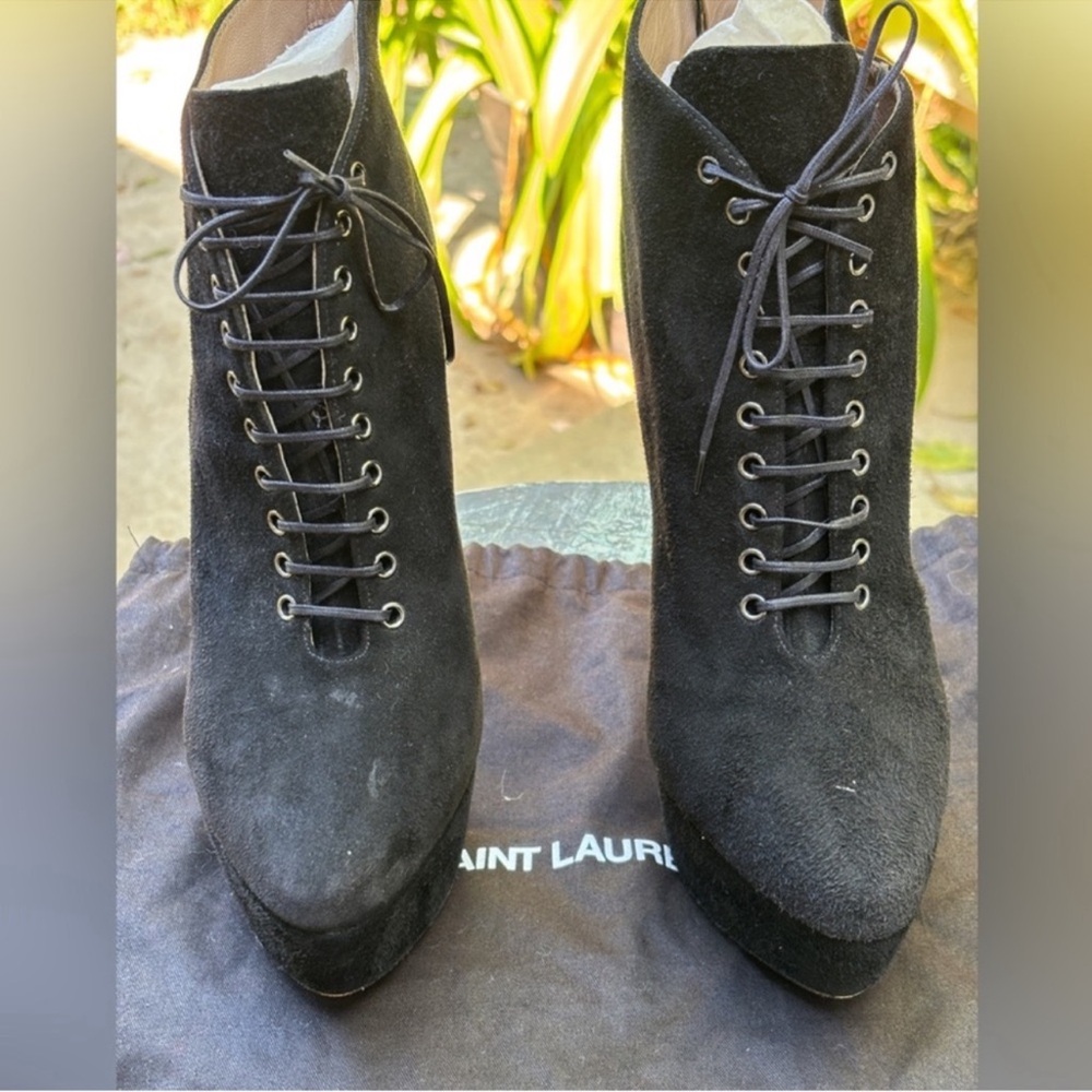 Miu miu platform suede lace up ankle booties - Picture 3 of 7